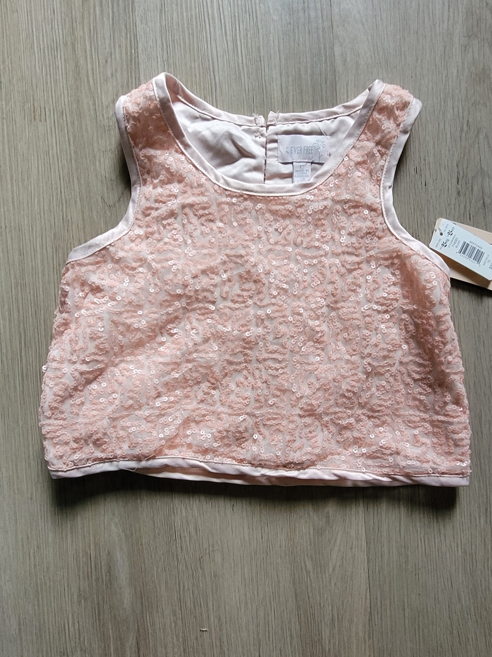 NWT 4 Ever Free Sequin Lace Crop Tank Top - Blush Pink. Size:12